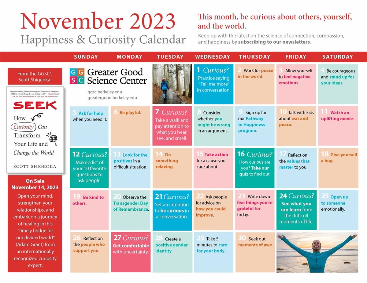 November 2023 Happiness Calendar County of Fresno